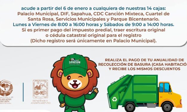 Unifican pago anual de recolección de basura